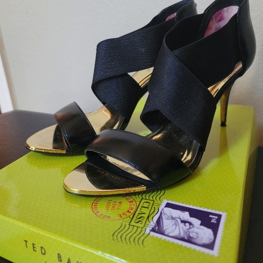 Ted Baker Black and Gold Women's Heels
